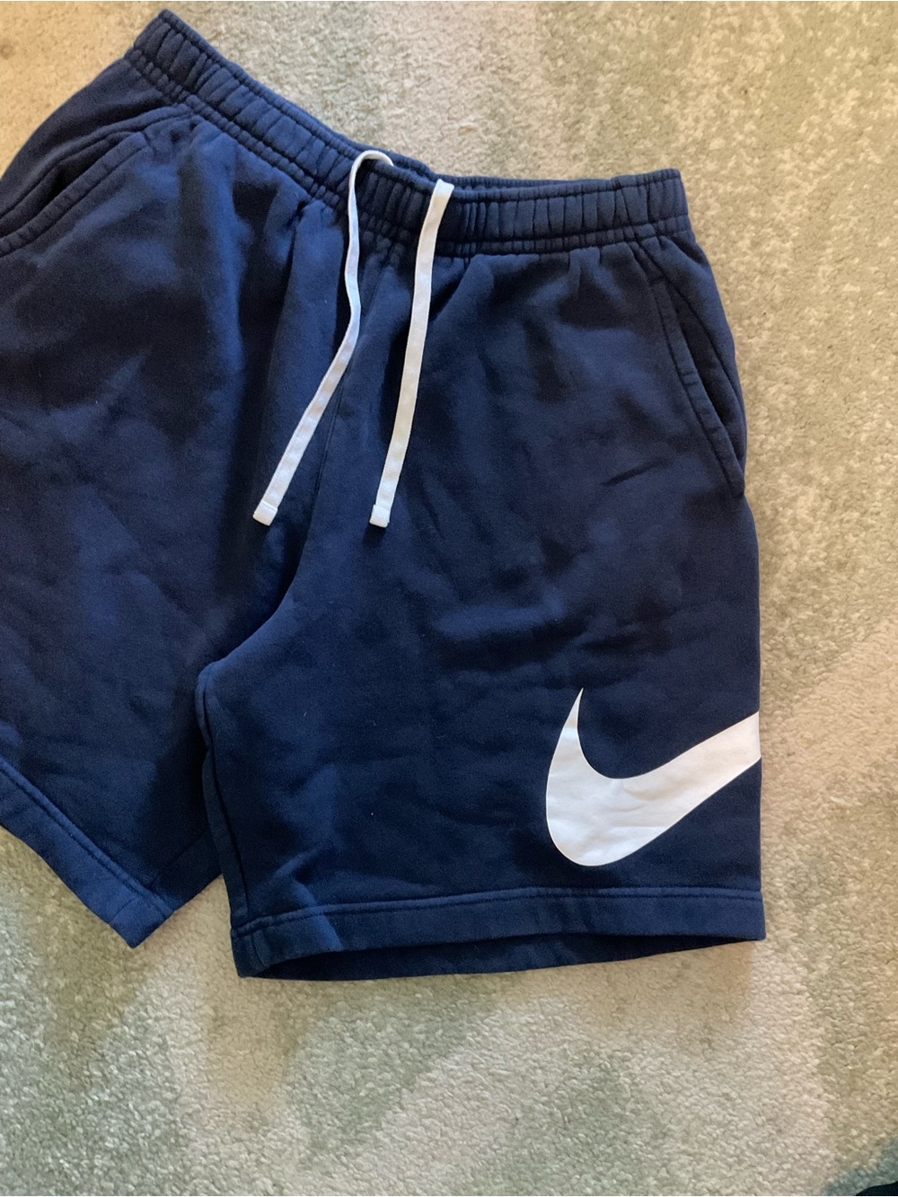 Nike Men’s Dark Blue Athletic Shorts with White Swoosh - Picture 2 of 4